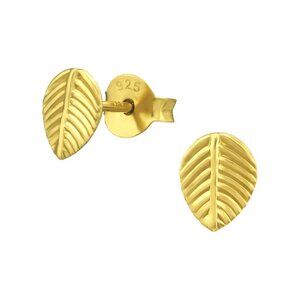 14k Gold Vermeil Leaf Stud Earrings